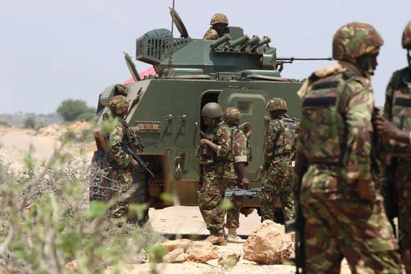 Kenya Defence Forces soldiers under the Africa Union Mission in Somalia in Kismayo, Somalia on November 20, 2015. PHOTO | JEFF ANGOTE | NATION MEDIA GROUP